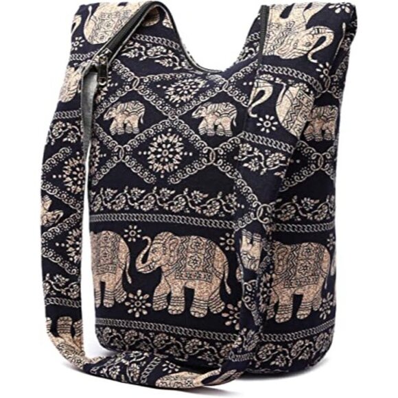 🆕 Hobo Fashion canvas Shoulder Bag Hippie Crossbody Bohemian Animal Print NWT - Picture 2 of 10